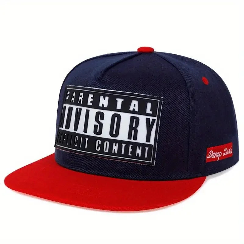 Adjustable Flat Brim Baseball Cap with Graphic Patch for Contemporary Streetwear Fashion Style