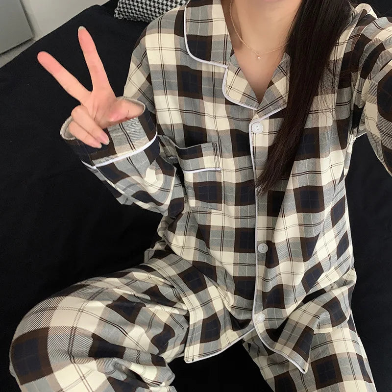 Women's Printed Pajama Co-Ord Set Relaxed Long Sleeve Loungewear Outfit