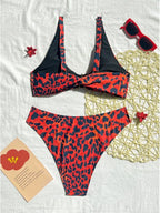 Leopard Print Bikini Set with Metallic Starfish Center Hardware