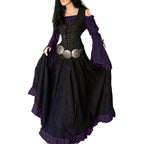 Medieval Gothic Layered Dress with Dramatic Sleeve Details