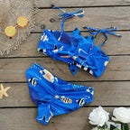 Tropical Animal Print Bikini Set with Oversized Front Bow Detail