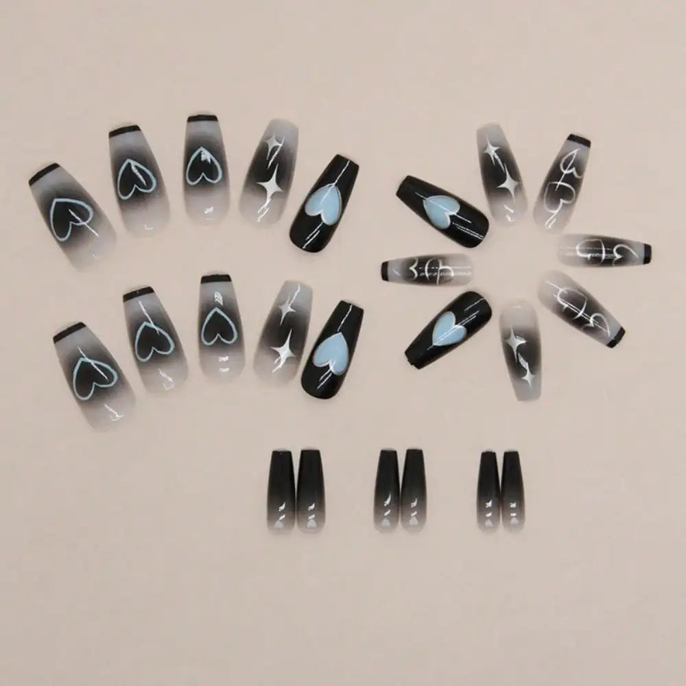 Dark Feminine Press On Nails with Gothic Celestial Alternative Art Design