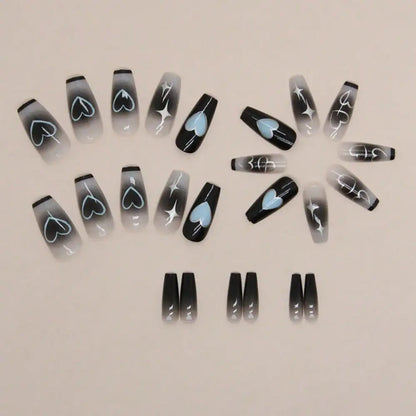 Dark Feminine Press On Nails with Gothic Celestial Alternative Art Design