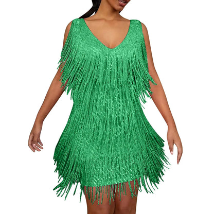 Sequin Tassel Backless Bodycon Mini Dress for Festival and Nightlife Styling