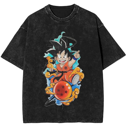 Cute Anime Adventure Graphic Oversized Washed Cotton Streetwear T-Shirt Design