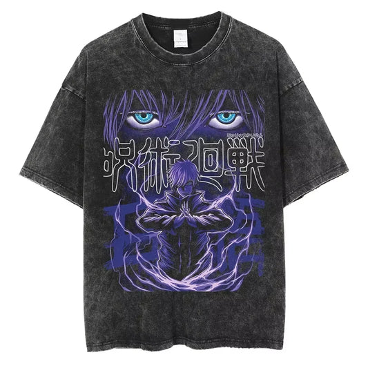 Retro Anime Shadow Art Oversized Japanese Streetwear Graphic Cotton T-Shirt