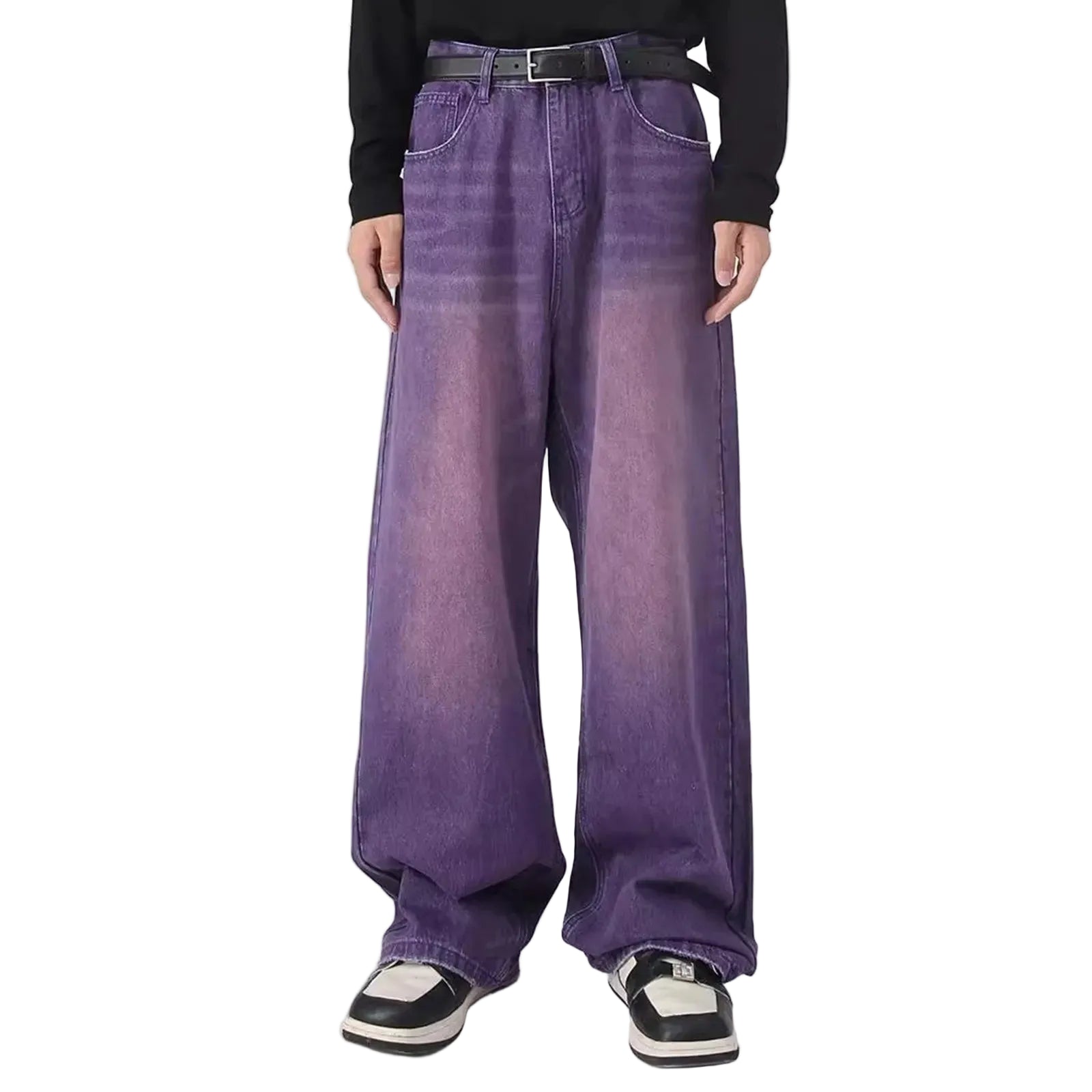Men's Oversized Wide Leg Denim Jeans with Relaxed Streetwear and Loose Fit Design