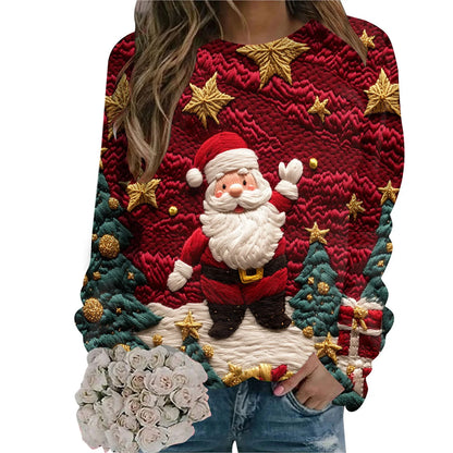 Women's Festive Holiday Graphic Hooded Sweatshirt with Relaxed Fit for Seasonal Comfort