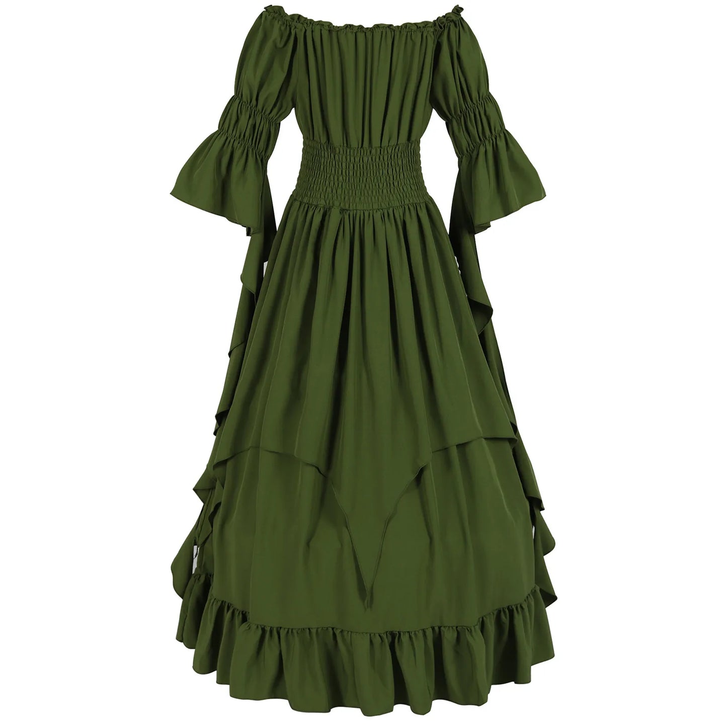 Layered Cottage Gothic Ruffle Maxi Dress with Romantic Silhouette