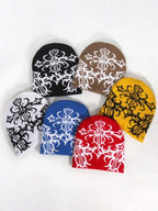 Abstract Jacquard Acrylic Knit Beanie for Modern Streetwear Casual Winter Everyday Fashion Style