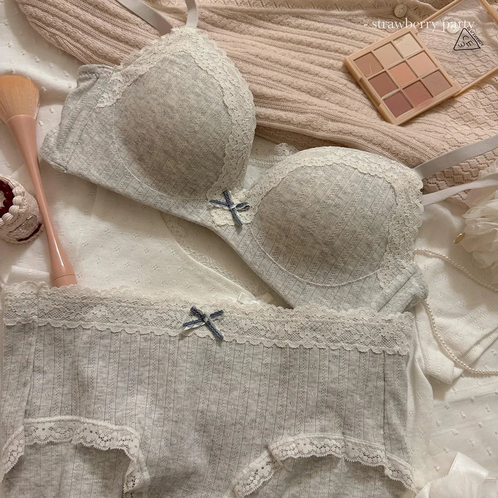 Embroidered Micro-Dot Wire-Free Contour T-Shirt Bra and Scalloped Hipster Brief Set