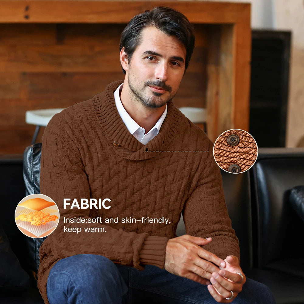 Men's Textured High Neck Contemporary Knit Sweater Relaxed Fit Pullover