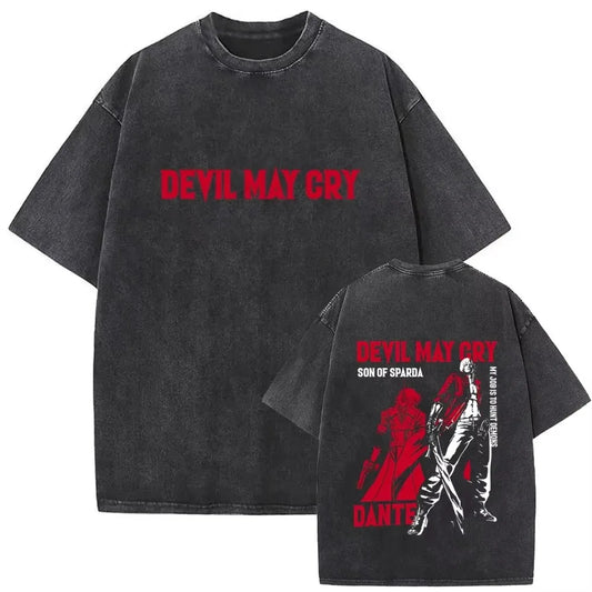 Crimson Hunter Anime Oversized Washed Cotton Streetwear Graphic T-Shirt