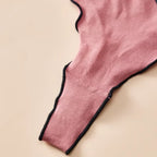 4-Piece Women’s Cotton Low-Rise Thong Panties Set with T-Back Silhouette, Decorative Bow Detail and Assorted Solid Colors