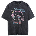 Minimalist Anime Goth Graphic Tee with Retro Manga Portrait Design