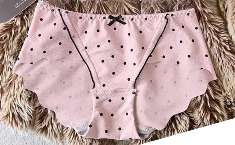 Graphic Dot Print Demi Bra and Matching Contrast-Trim Panty Set