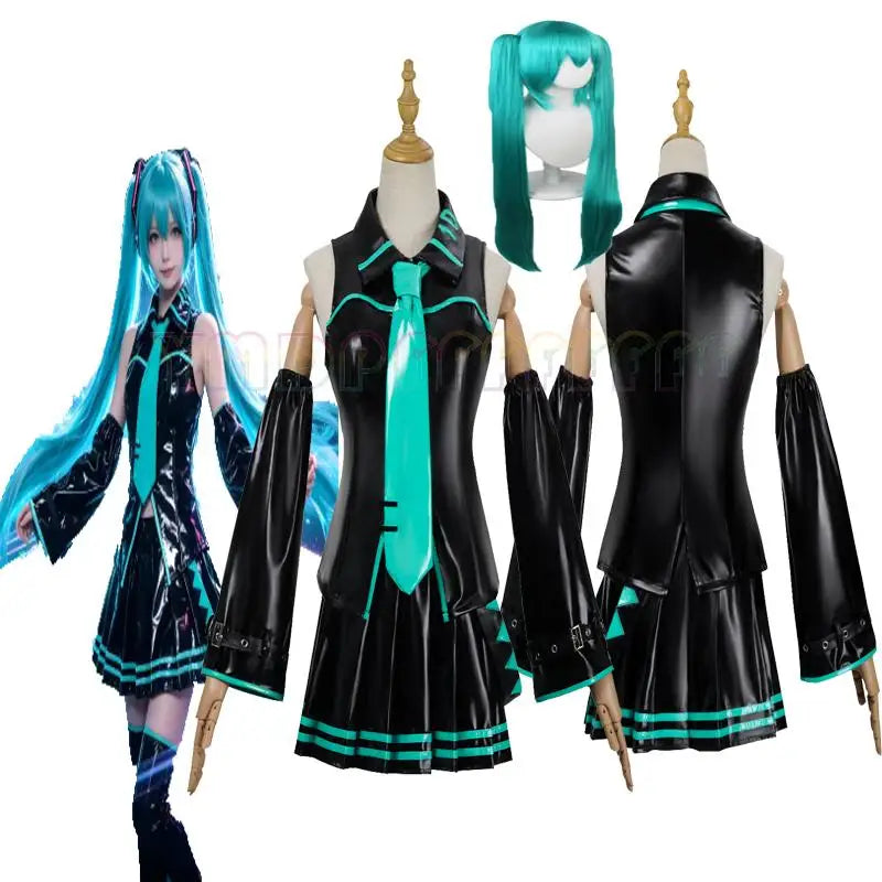 Women's Contemporary Layered Jacket and Skirt Costume Set with Long Wig and Fashion Accessories