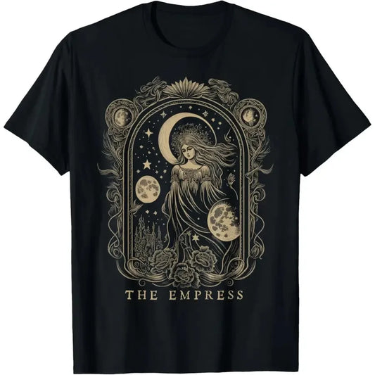 Anime Celestial Empress Graphic T-Shirt with Gothic Manga-Inspired Streetwear Design