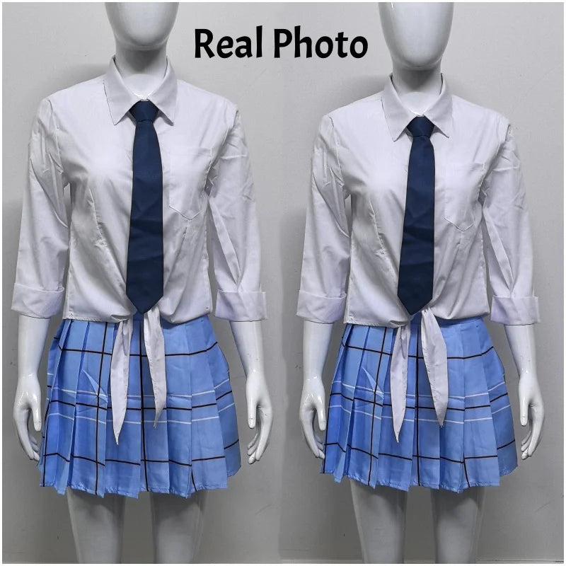 Classic Collegiate Roleplay Uniform Set with Plaid Pleated Skirt and Character Accessories