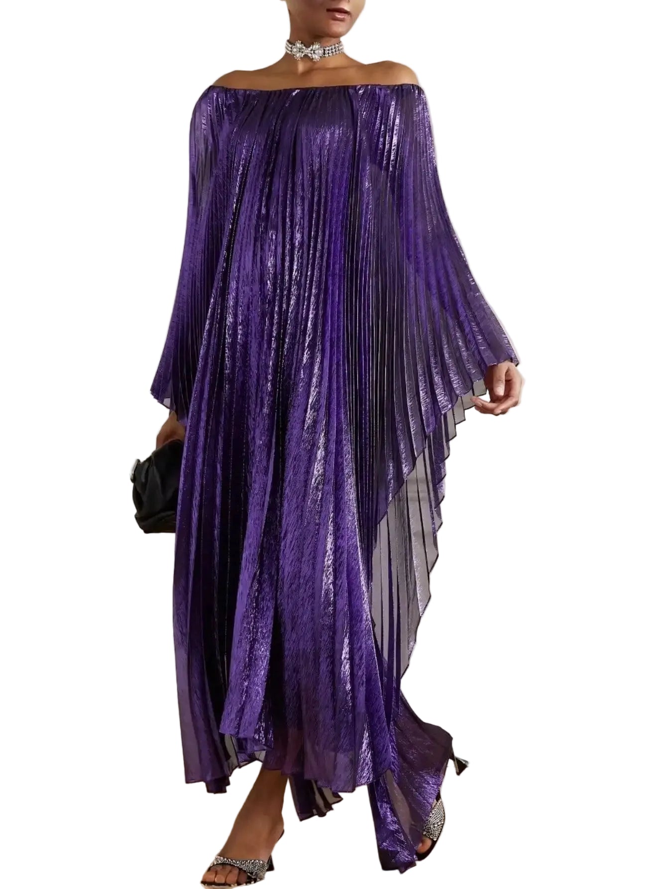 Oversized Pleated Kaftan Maxi Dress with Dramatic Gothic Streetwear Aesthetic