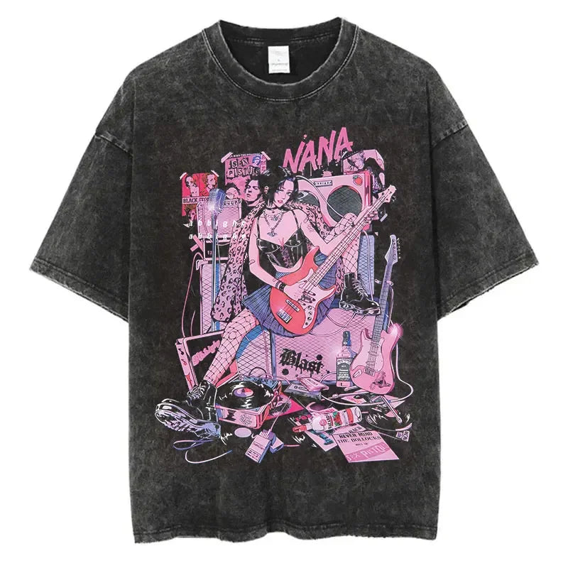 Anime Goth Chaos Illustration Oversized Vintage Manga Streetwear T-Shirt