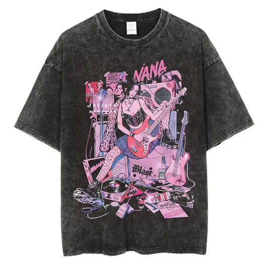 Anime Goth Chaos Illustration Oversized Vintage Manga Streetwear T-Shirt