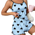 Heart Print Camisole Top and Shorts Sleepwear Co-Ord Set for Women