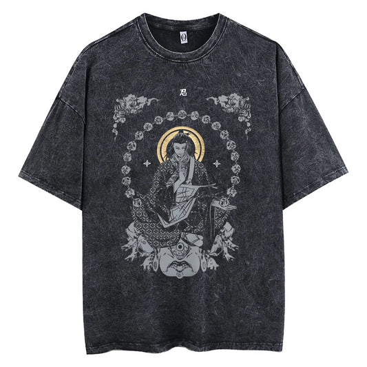 Anime Goth Vintage Wash Oversized Graphic Fashion Tee