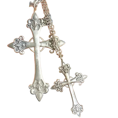 Vintage Gothic Cross Pendant Necklace With Layered Chain Y2K Punk Styling Accents