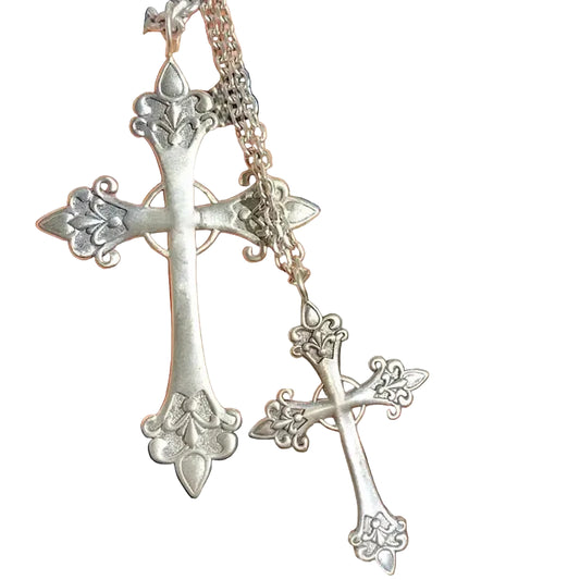 Vintage Gothic Cross Pendant Necklace With Layered Chain Y2K Punk Styling Accents