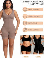 Dusty Rose Mid-Thigh Bodysuit with Front Hook Closure and Sheer Lace Detailing