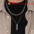 Layered Bar Pendant Necklace Minimalist Alternative Fashion Jewelry
