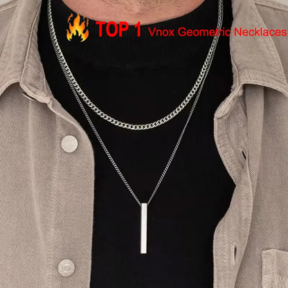 Layered Bar Pendant Necklace Minimalist Alternative Fashion Jewelry