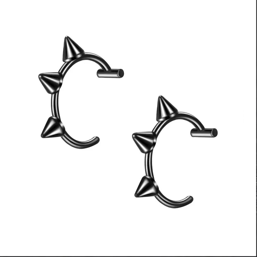 Punk Clip On Lip and Nose Ring Set for Alternative Looks