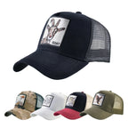 Embroidered Patch Mesh Trucker Cap Adjustable Curved Brim Casual Streetwear Outdoor Hat