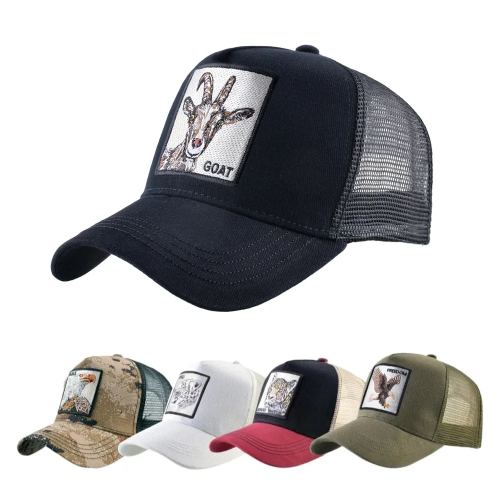 Embroidered Patch Mesh Trucker Cap Adjustable Curved Brim Casual Streetwear Outdoor Hat