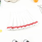High Waist Pleated Mini Skirt Contrast Trim Alternative Fashion Bottom