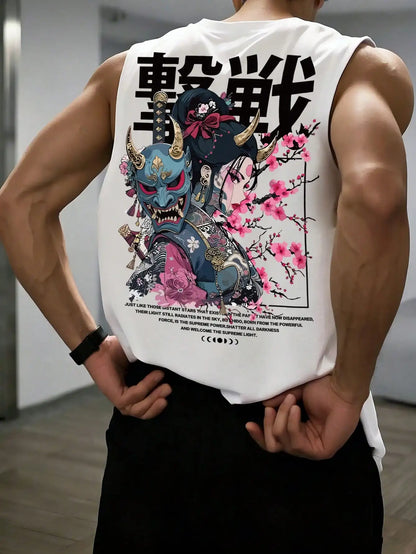 Minimalist Cotton Sleeveless Tank Top with Clean Japanese Streetwear Inspired Graphic Detail