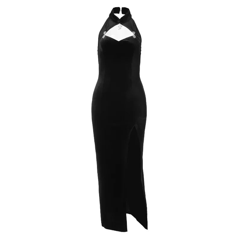 Dark Coquette Velvet Gothic Mini Dress with Alternative Streetwear Details
