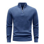 Men's Quarter Zip Mock Neck Textured Knit Casual Sweater Pullover