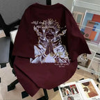 Anime-Inspired Artistic Manga Graphic Oversized Casual Streetwear Cotton T-Shirt