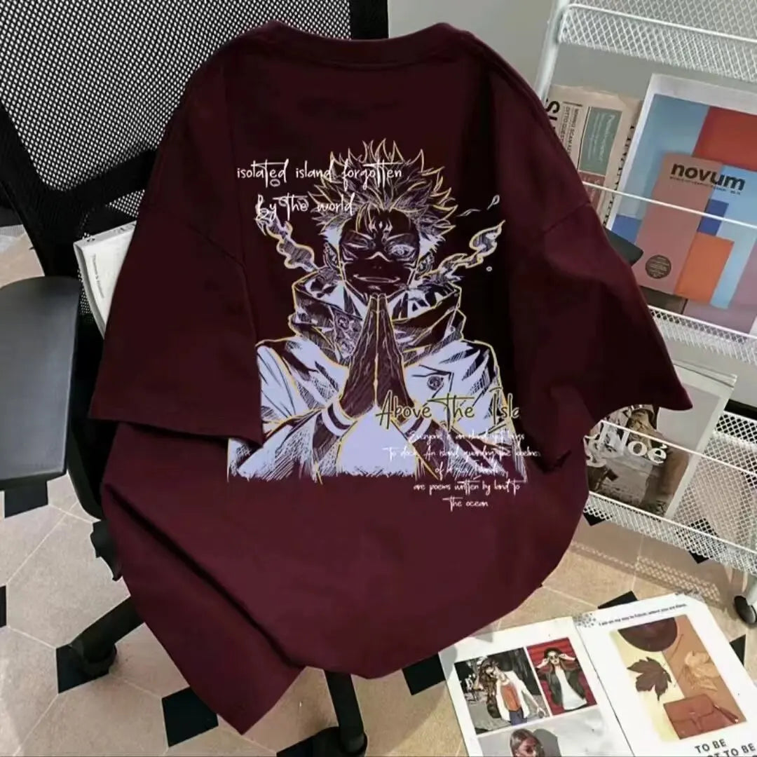 Anime-Inspired Artistic Manga Graphic Oversized Casual Streetwear Cotton T-Shirt