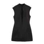 Sleeveless Structured Mini Dress with Soft Volume and Modern Shape