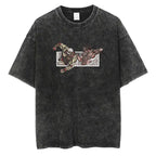 Manga Action Graphic Oversized Vintage Washed Anime Streetwear Cotton T-Shirt