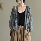 Women's Open Front Lightweight Knit Cardigan with Relaxed Three Quarter Sleeves