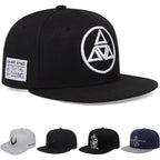 Minimalist Embroidered Snapback Cap Adjustable Flat Brim Casual Streetwear Fashion Hat