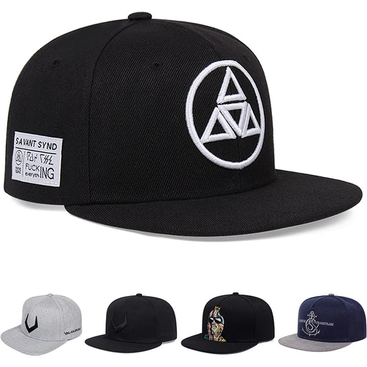 Minimalist Embroidered Snapback Cap Adjustable Flat Brim Casual Streetwear Fashion Hat