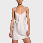 Minimalist Smooth Satin-Finish Slip Nightdress with V-Neckline