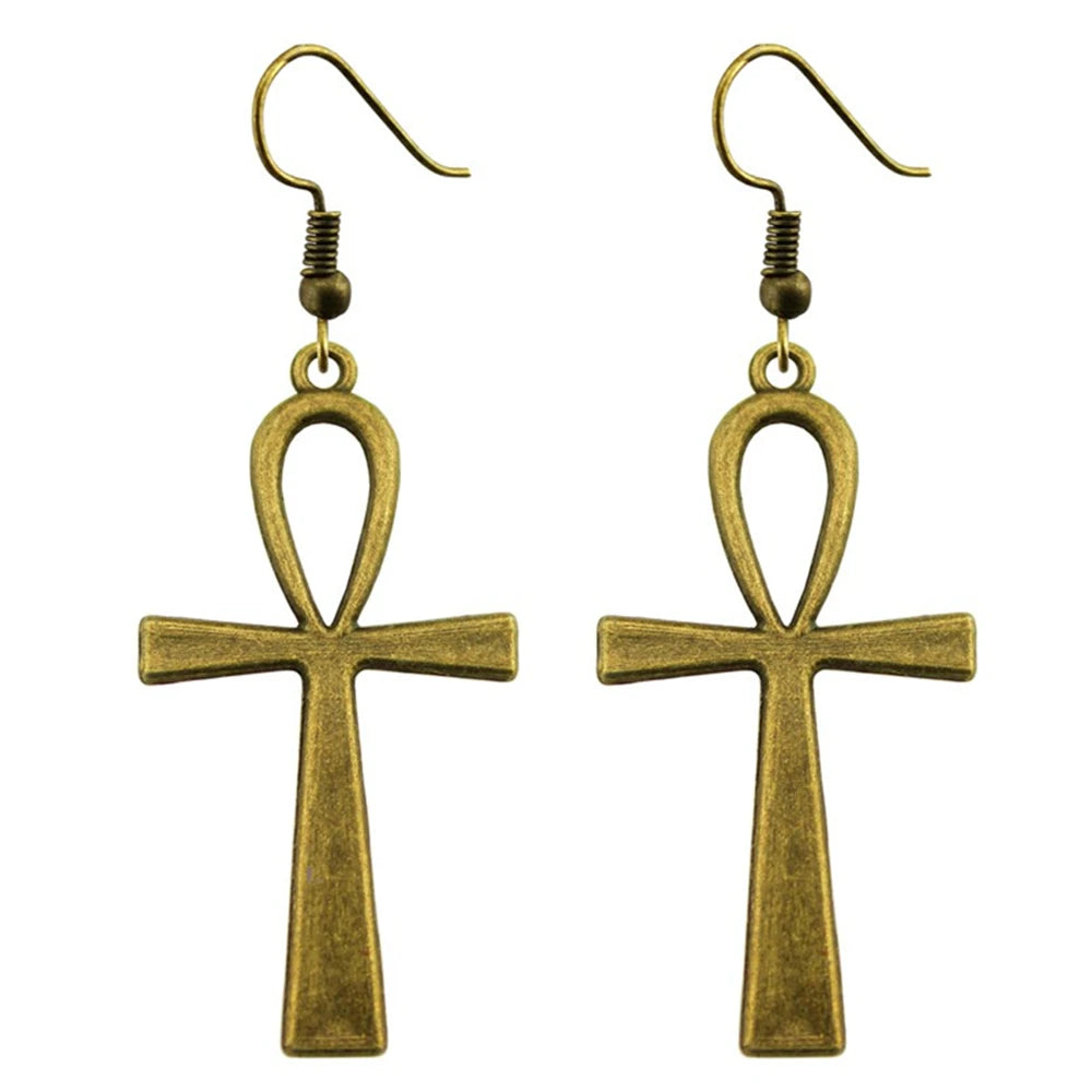 Ankh Drop Earrings Gothic Alternative Statement Fashion Jewelry