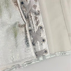 Luminous Metallic Silver Overbust Corset with Front Hook Closure